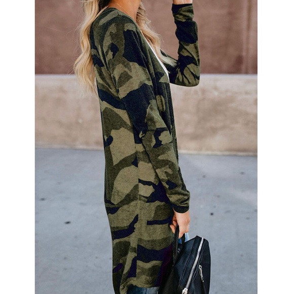 NWT Long Sleeve Camo Print Open Front Cardigan - Picture 4 of 7